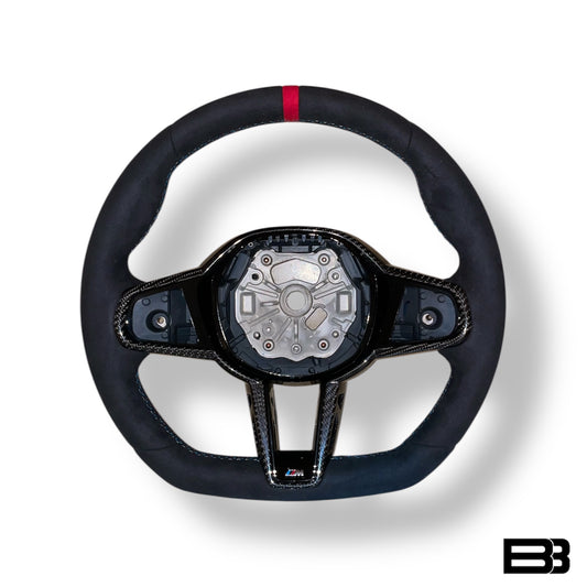 LCI-Style Alcantara & Carbon Fiber Flat Bottom Steering Wheel